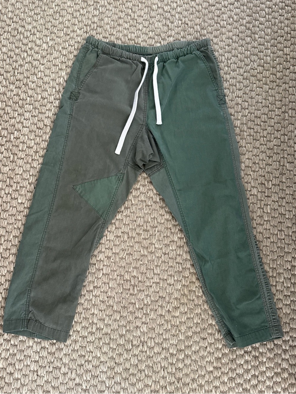 Free City Two-Tone Olive and Forest Green Drawstring Joggers